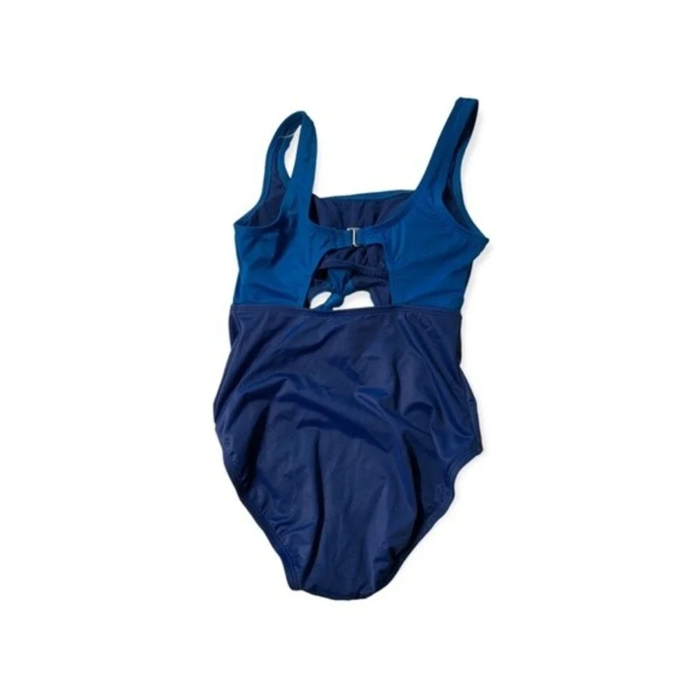 BEACH BETTY Swimsuit Slimming Control Colorblock Cut Out‎ One Piece Blue XL